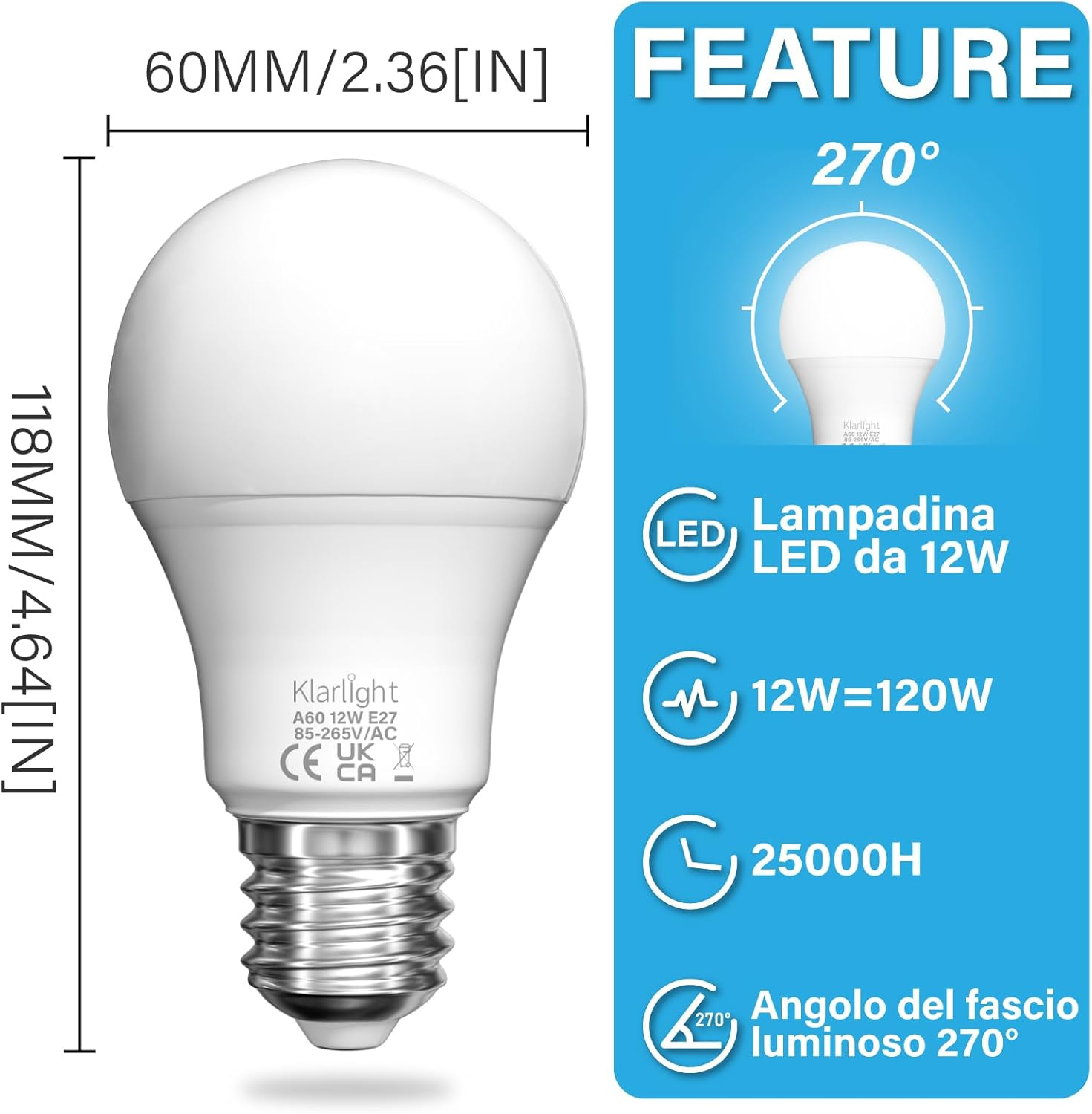 Bonlux 12W E27 Dusk to Dawn Outdoor LED Lights Sensor Bulbs, Automatic On/Off Lamps with 1000 Lm, for Porch, Garage, AC85-265V (Pack of 2, Cool White 6000K) image number 1