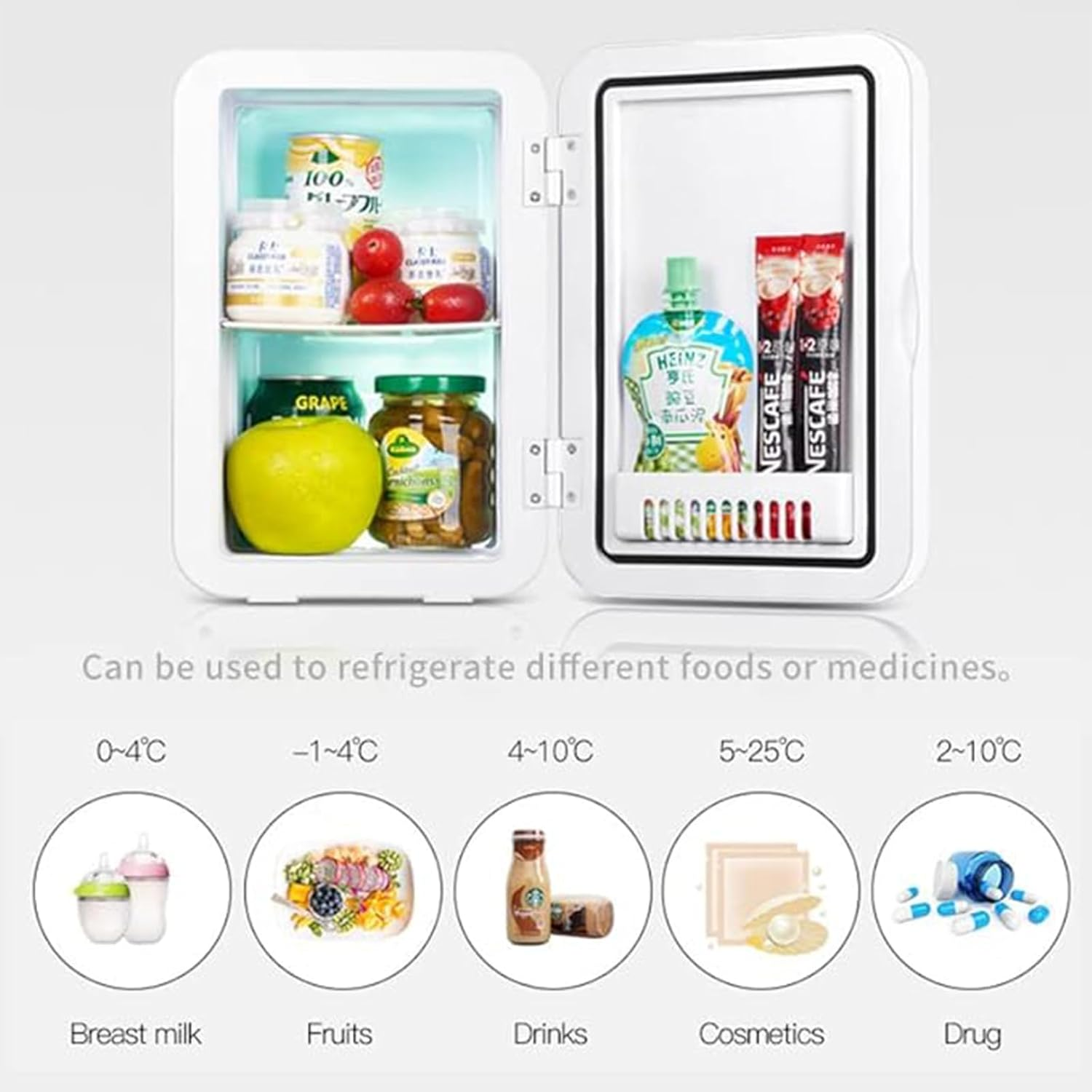 TECHVIDA Portable Mini Refrigerator 8L, Bedroom, Car, Travel, 220V AC/12V DC, White, 1 Door, 1 Shelf, 8L Capacity, 1 Star Energy Efficiency image number 3