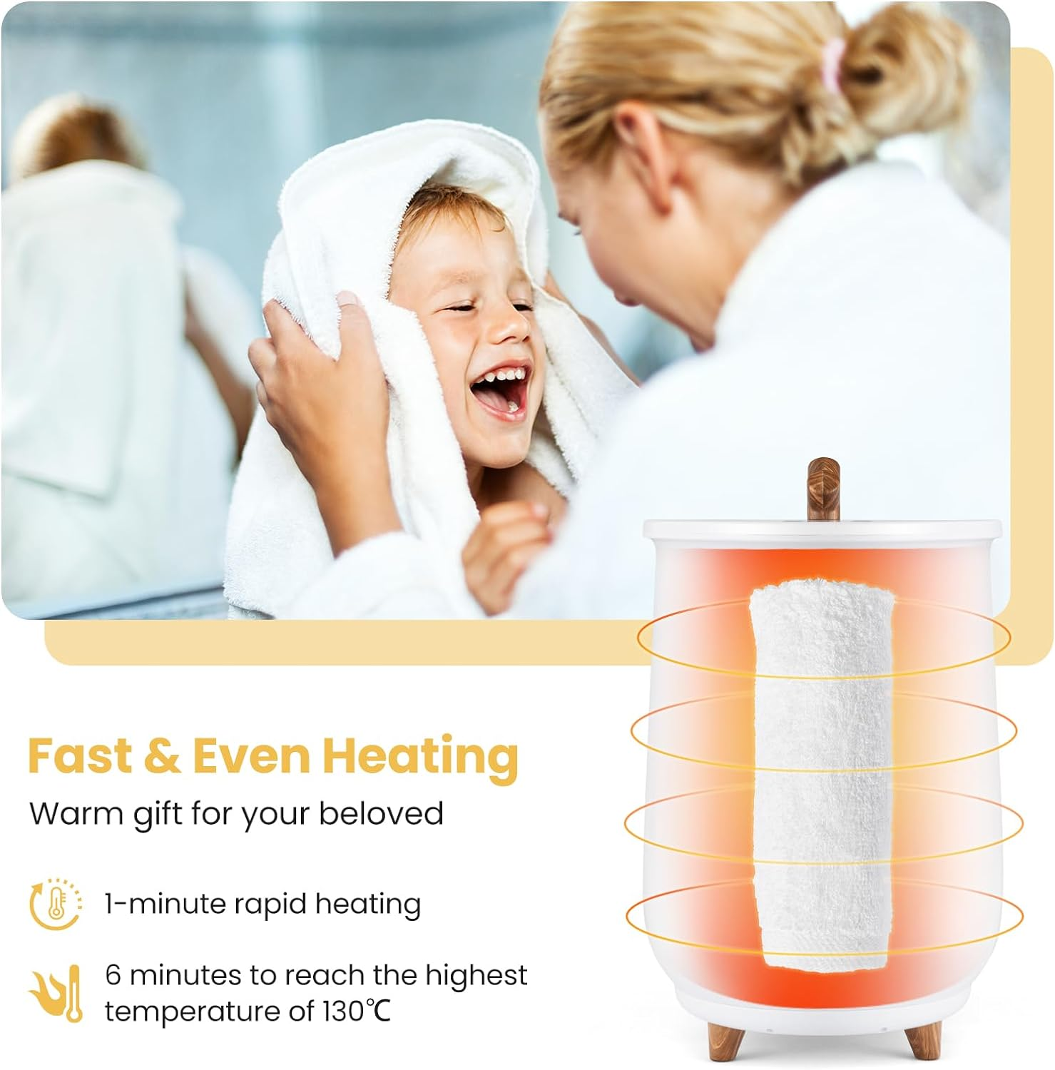 Costway Towel Warmer Bucket, 23L Large Luxury Bucket-Style Towel Warmer W/Fragrant Disc Holder, ETL Certified Bath Towel Warmer W/ 3-Level Heating, 20/40/60/90 Min Timer & Auto Shut Off