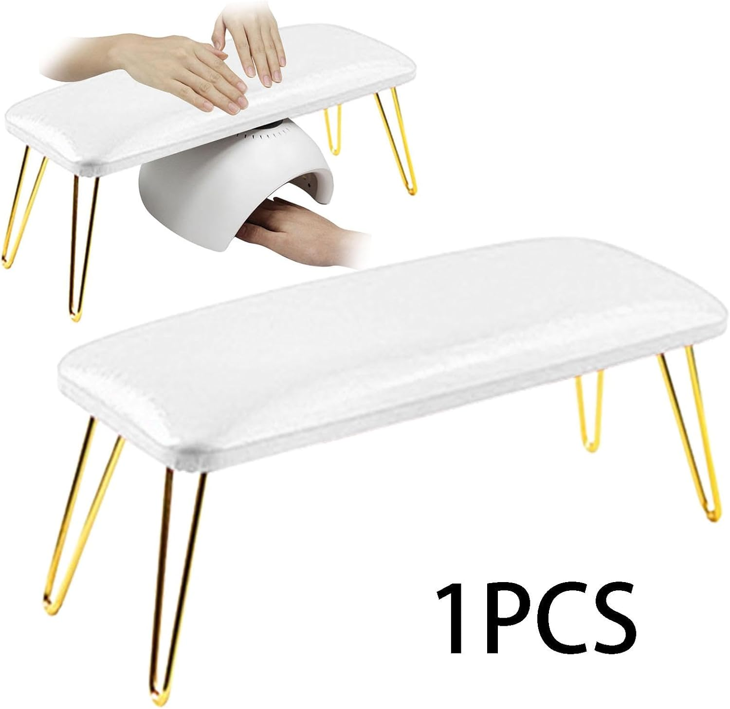 Eigell Nail Hand Rest,Manicure Nail Rest,Manicure Nail Tool,Nail Table Mat,Nail Pillow Hand Rest,For,Nail Technician Use,Must Have, White and Gold - Pink And Gold image number 4