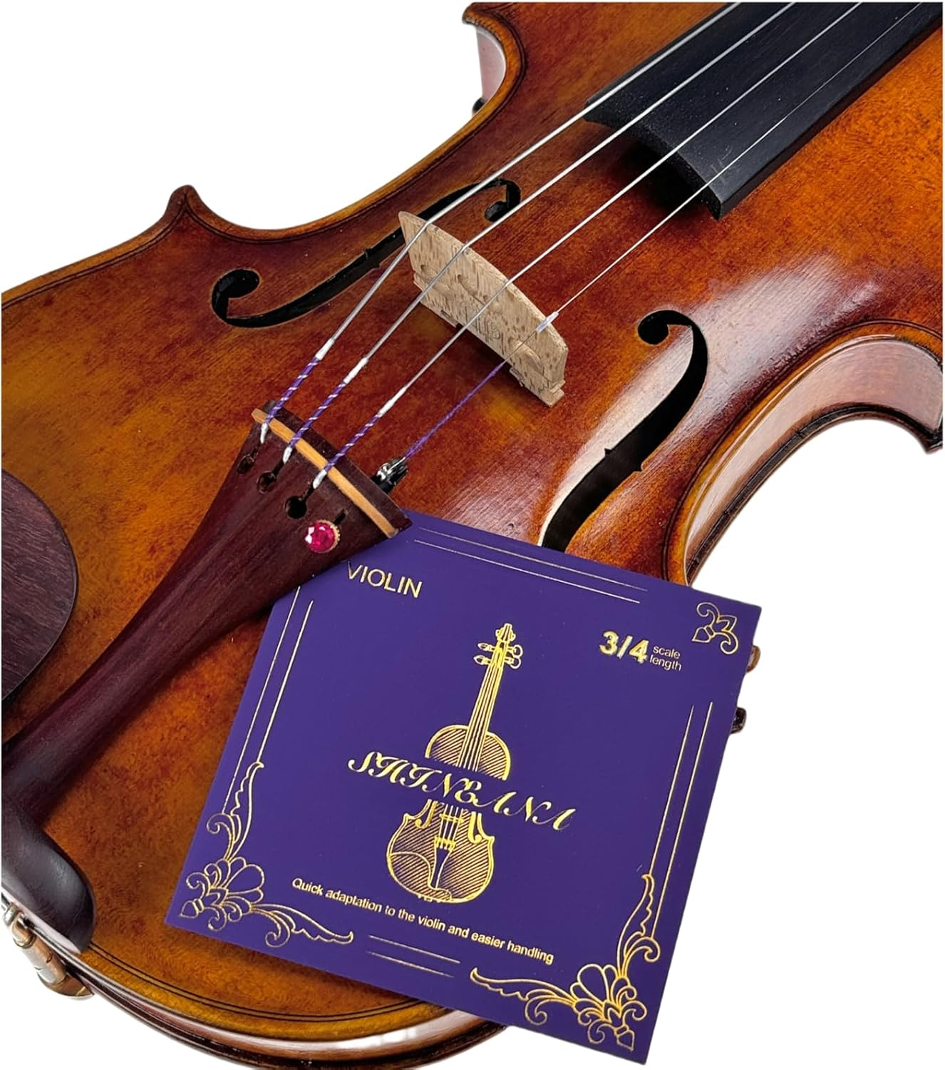 Violin Strings 4/4 Full Set, 4/4 Violin Strings Replacement,Long-Lasting Durability & Rich Tone - Handcrafted with Premium Materials- for All Levels (3/4 Scale) image number 2