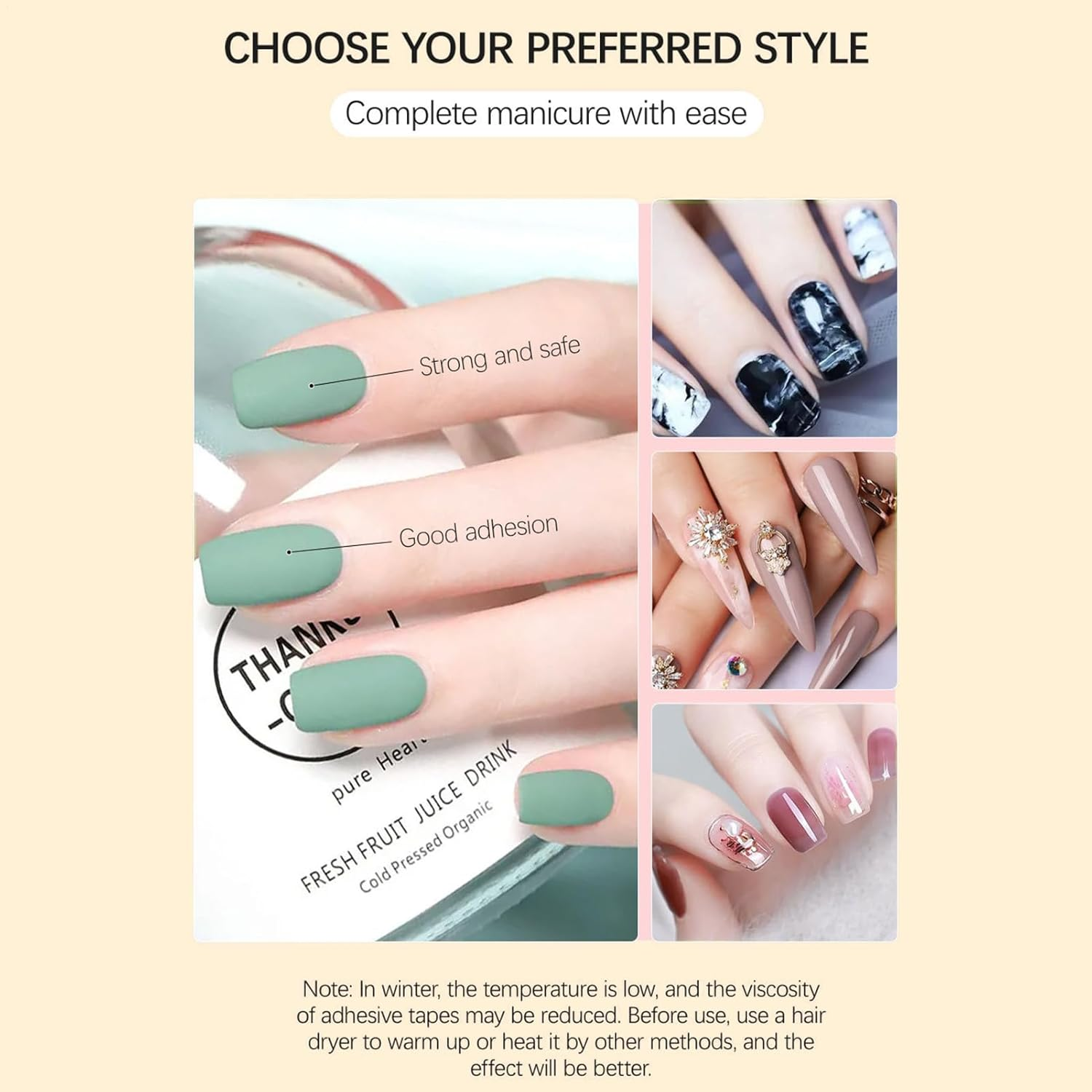 Nails Stickers, 15 Sheets Double Side Transparent Adhesive Tab, Waterproof Breathable False Nail Adhesive Tap for Beginners, Children, Women, Girls (15 Sizes) image number 2