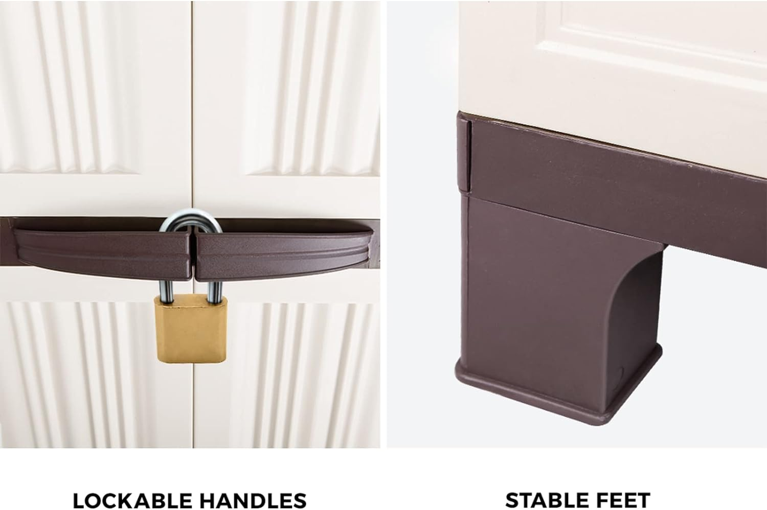 Livsip Garden Shed 173Cm with Adjustable Shelf and Lockable Doors Outdoor Storage Cabinet Beige image number 4