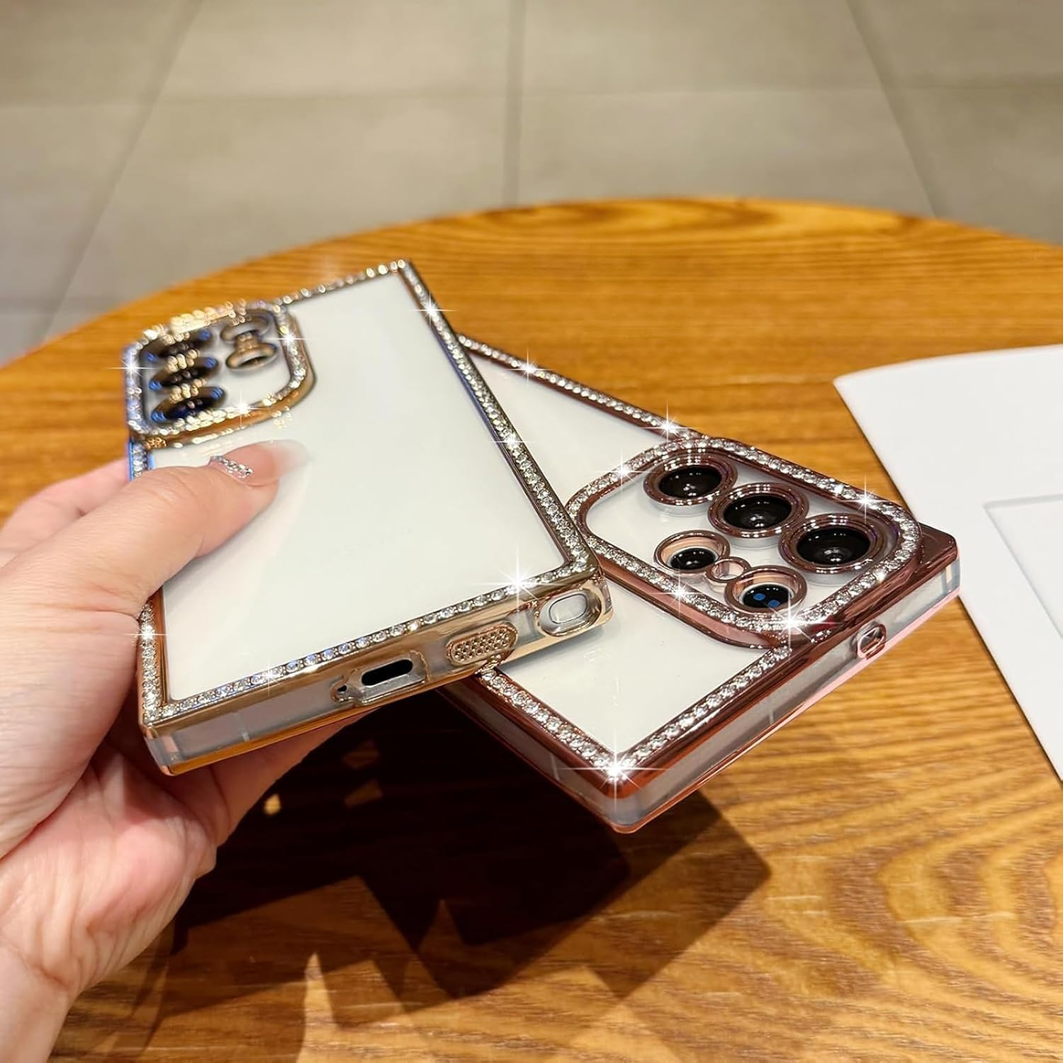 Eherui Glitter Case for Samsung Galaxy S25 Ultra, Crystal Luxury Shiny Diamond Mobile Phone Case, Silicone TPU Soft Transparent Back with Camera Protection, Shockproof Case for Samsung S25 Ultra, Gold image number 5