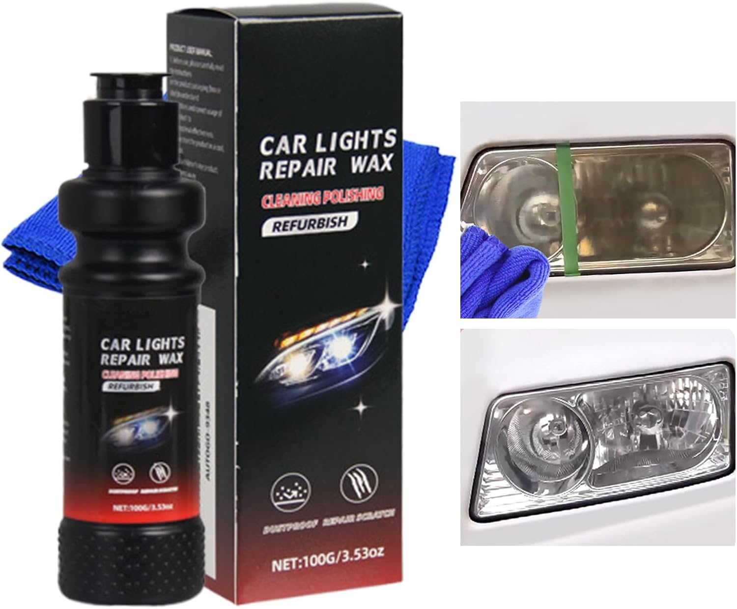 Headlight Restorer Kit,120Ml Scratch Remover Headlamp Polishing Lotion - Restorer Automotive Cleaner for Truck RV Refurbishment Drivers Road Trip Restoration Vehicle image number 2