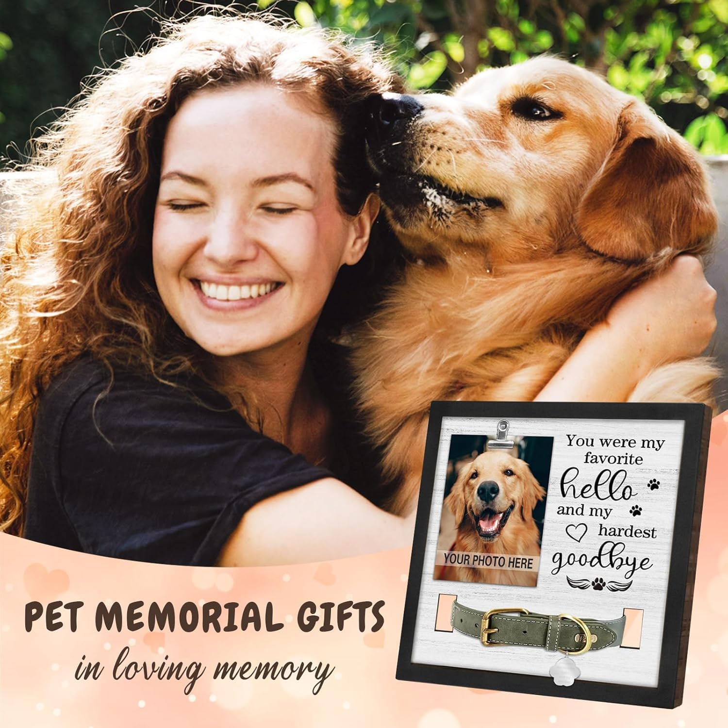 Cozioz Pet Memorial Keepsake, Sympathy Frame for Loss of Dog or Cat, Pet Remembrance Frame with Collar Holder, My Hardest Goodbye image number 5