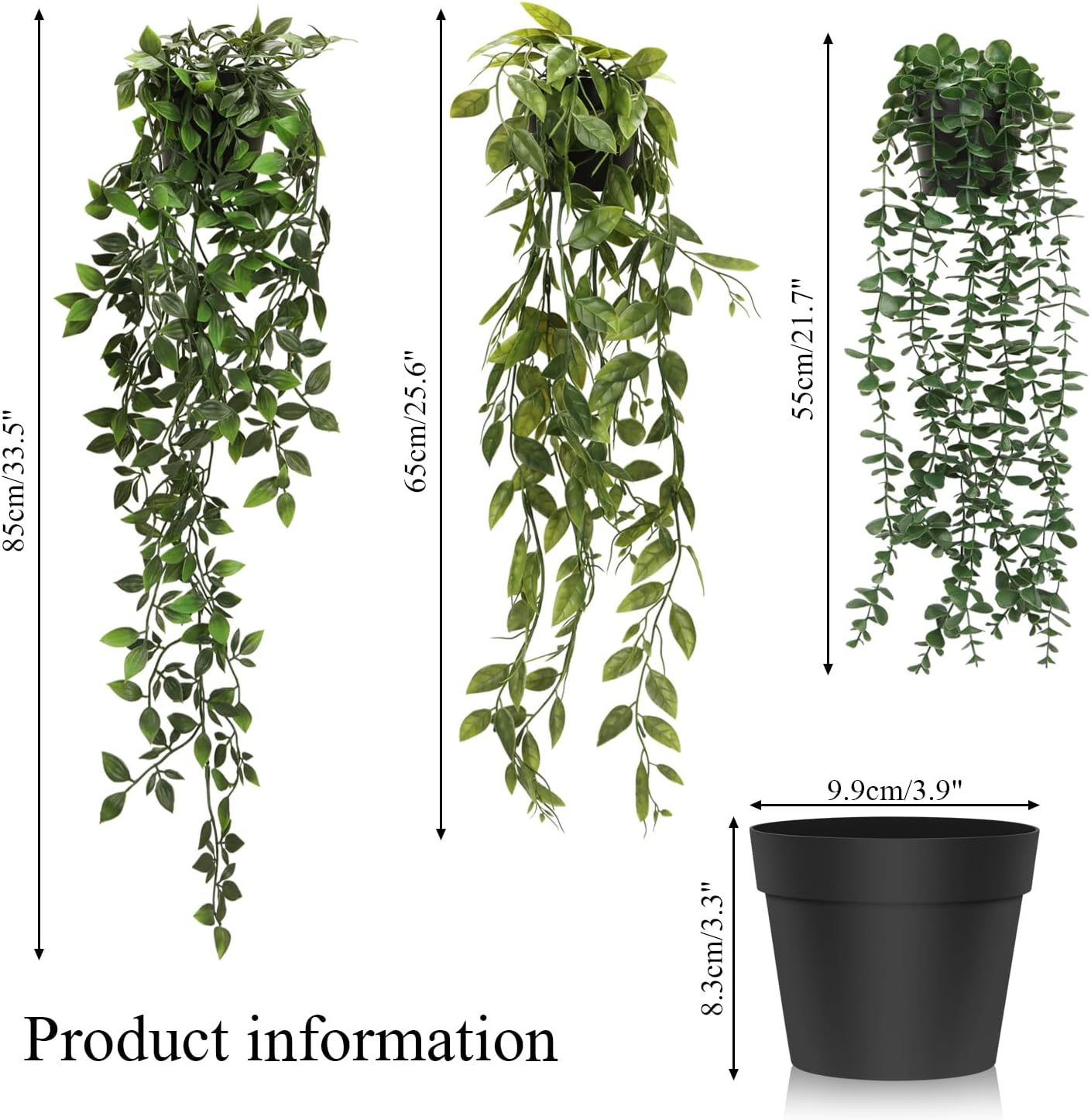 3 Pcs Artificial Hanging Plants-Eucalyptus Mandala Snow Pea Vine in Pot Plants for Office Farmhouse, Fake Foliage Pendant Plant, Indoor Outdoor Wedding Home Decoration image number 5