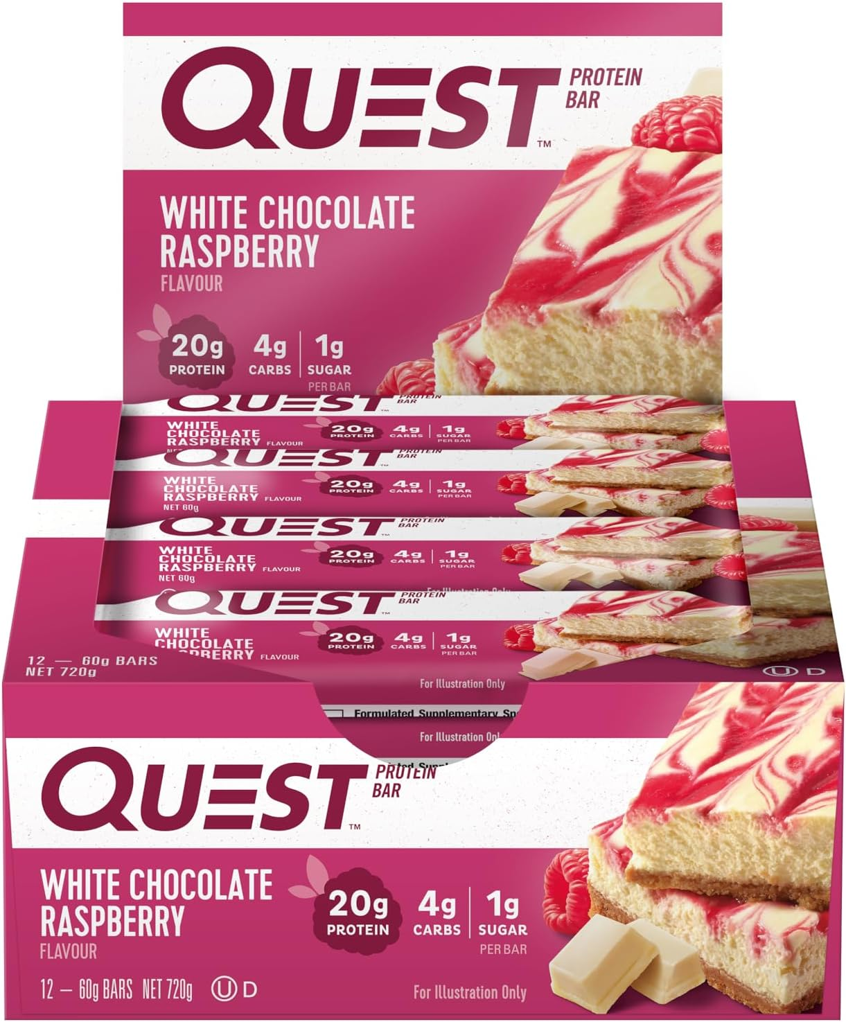 Quest Nutrition White Chocolate Raspberry Protein Bar, High Protein, Low Carb, Keto Friendly, 12 Count image number 3