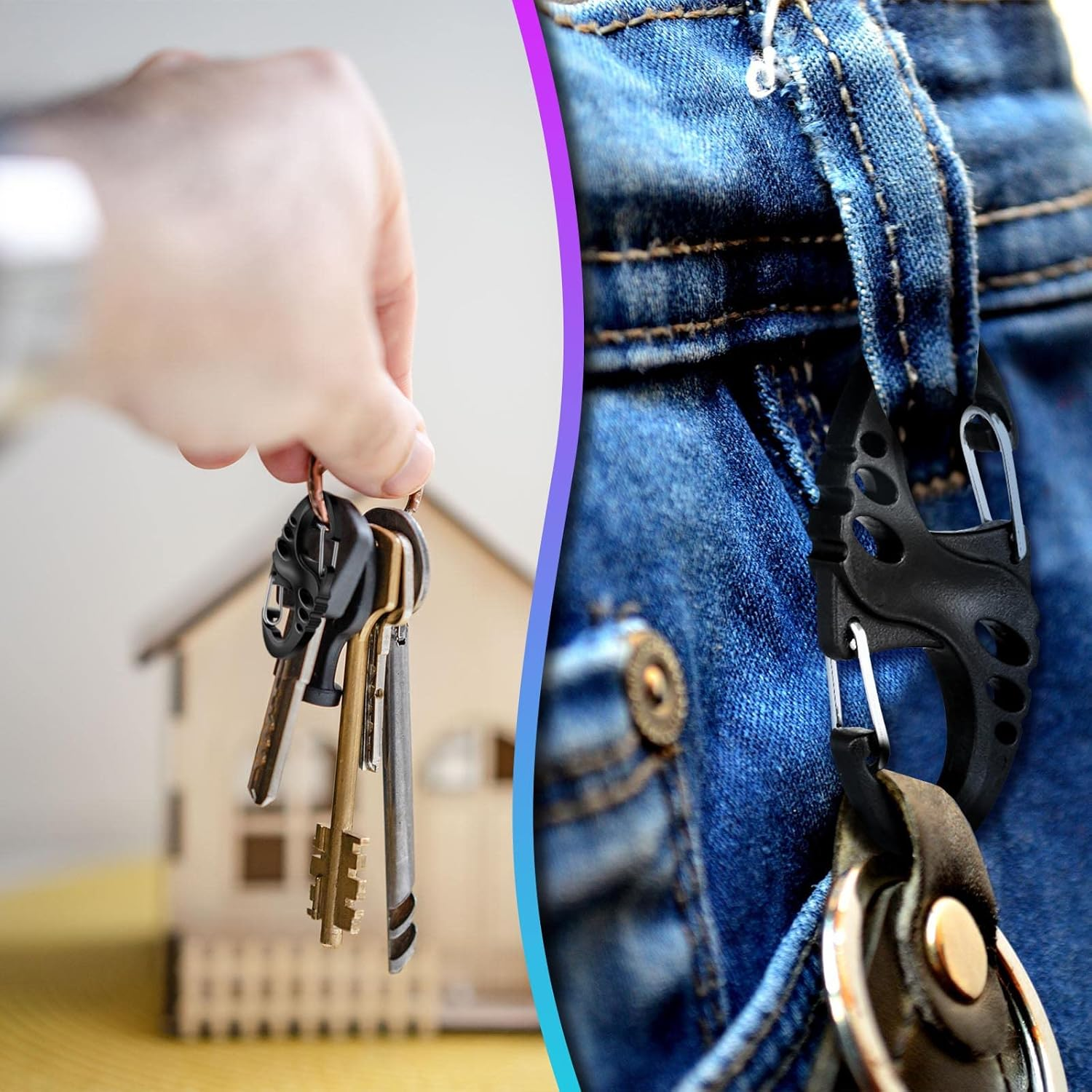 20 Pieces Small Plastic Keychains Clip 1.96 Inch/ 50 Mm Double S Biner Clips Mini Snap Hooks Keychain Buckle Tool image number 6