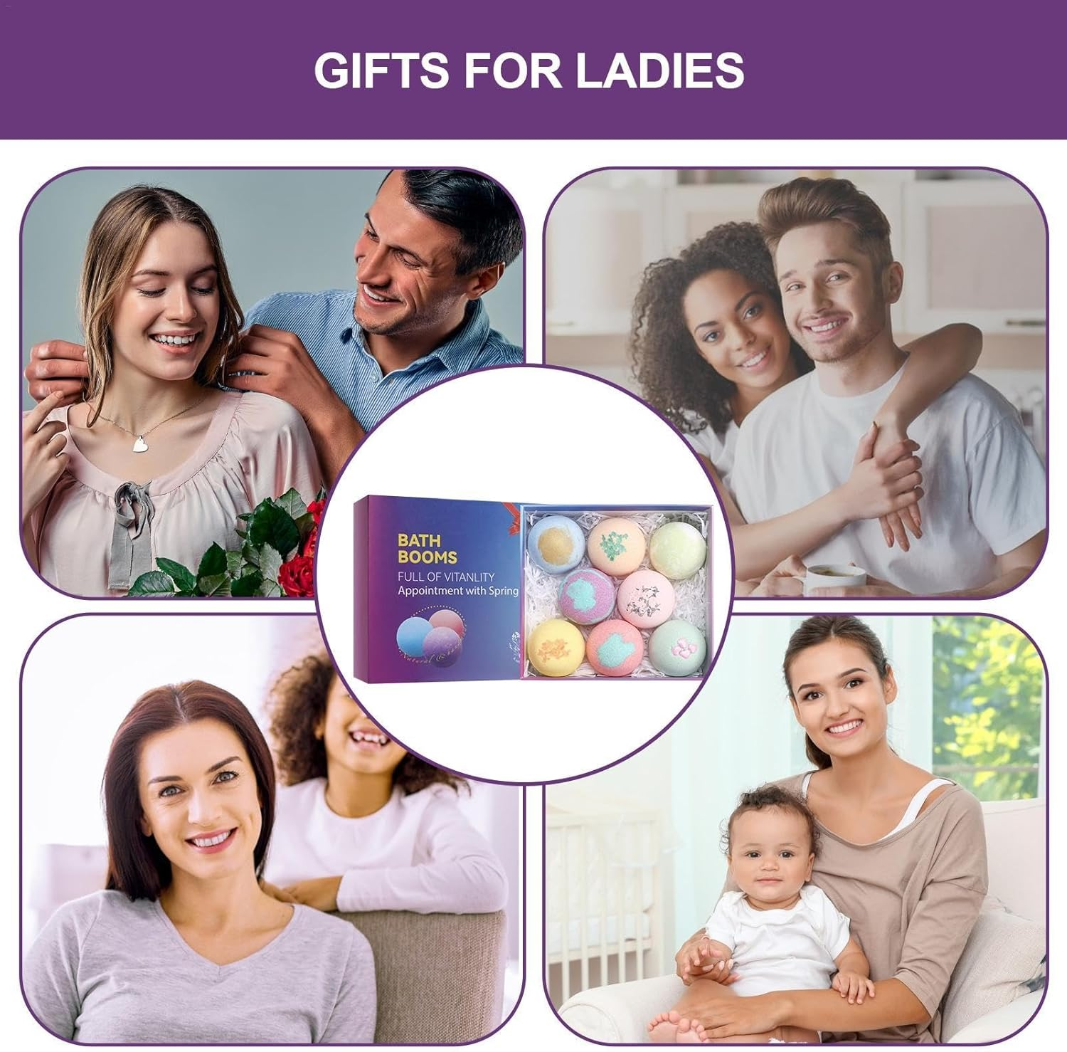 Hot Tub Fizzy Balls | Luxurious Hot Tub Bath Bombs | Skin-Nourishing Hot Tub | 8 Spa Bombs Gift Set, Handmade Birthday Mothers Day Gifts, Natural Sea Salt, Moisturizing, Fragrant Shower image number 2