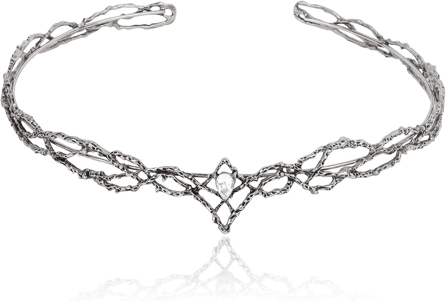 ANBALA Rhinestone Fairy Crown for Women Crystal Elf Crown Circlet Costume Headwear for Men Renaissance Headpiece for Birthday Party Cosplay Halloween