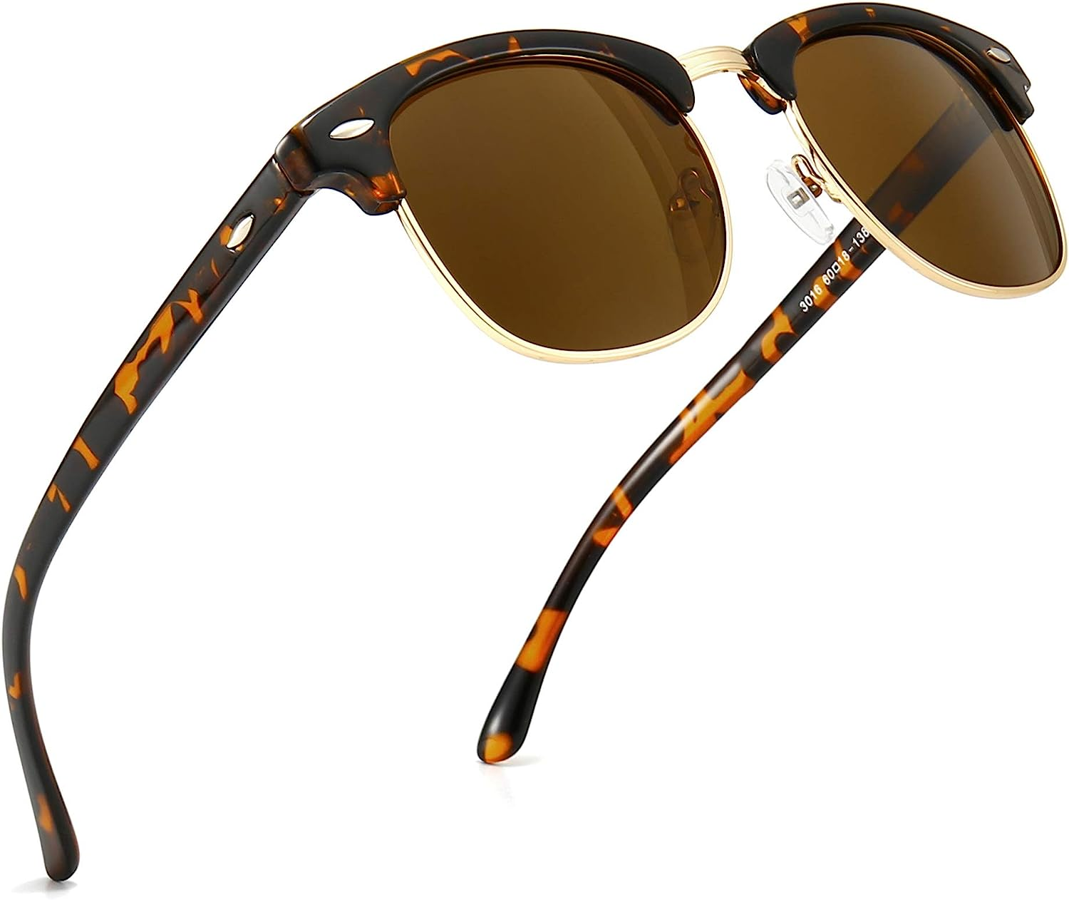 SUNGAIT 80S Sunglasses Retro Semi Rimless Clubmaster for Men Women