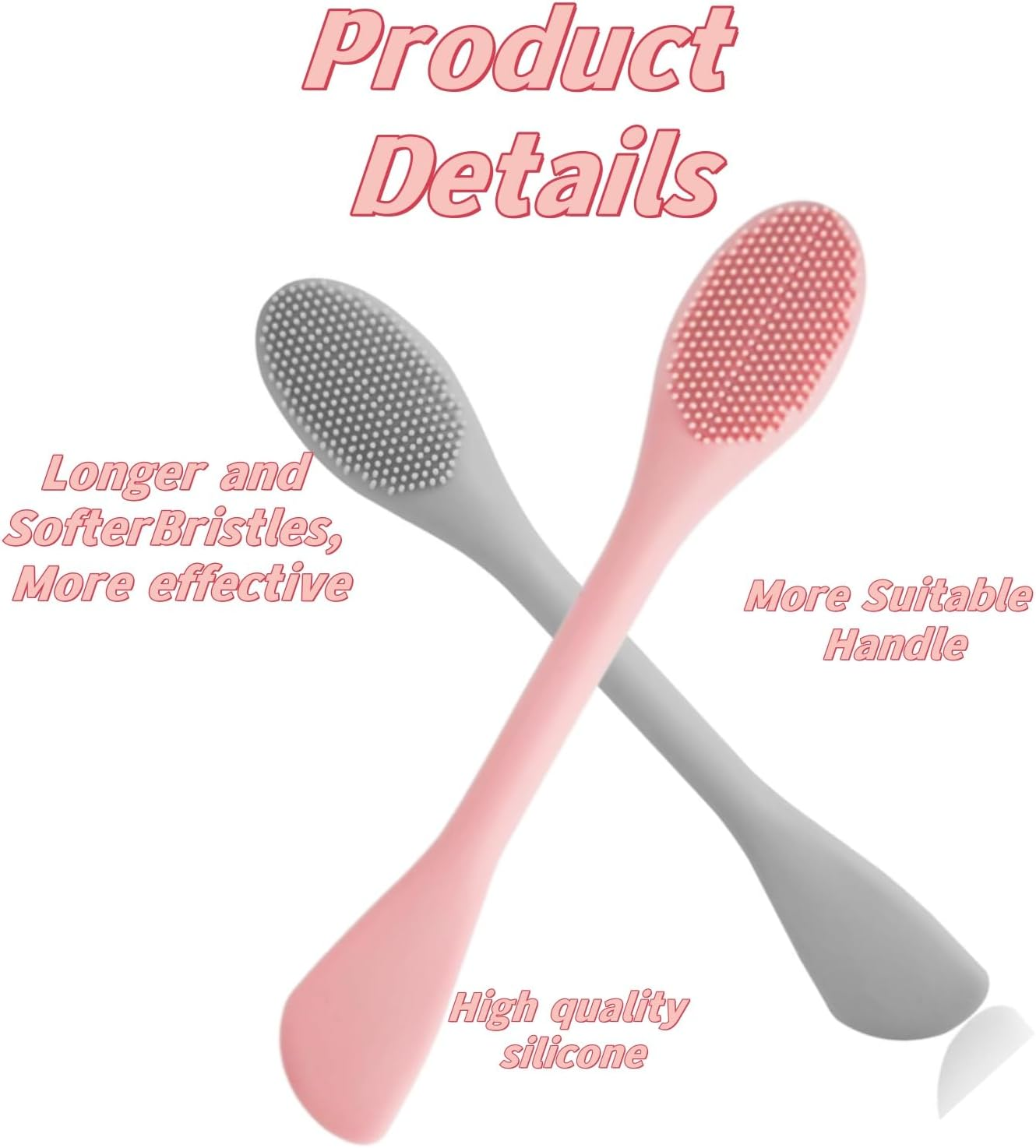 2 Pack Pore Scrubber - 2 in 1 Silicone Face Scrubber & Pore Cleansing Brush - Double-Sized Face Mask Brush Applicator for Clay/Mud/Charcoal Masks, Facial Cleansing Brush​ (Purple+Grey) image number 2