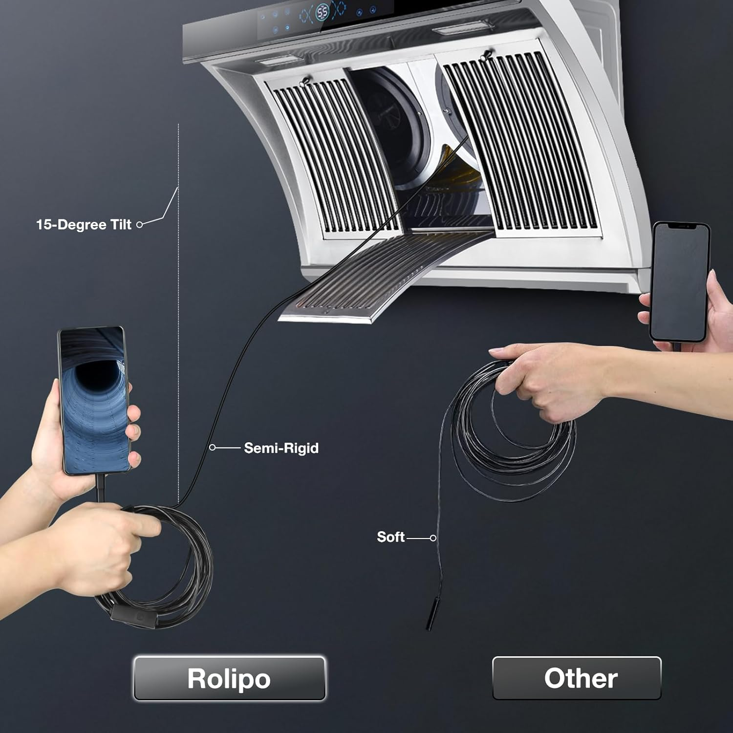 Endoscope Camera with Light, 5.5Mm1920P HD Borescope Inspection Cameras with 8 Adjustable LED Lights,Endoscope with Semi-Rigid Snake Camera for Android and Ios Smartphones, Samsung, Ipad,Iphone image number 4