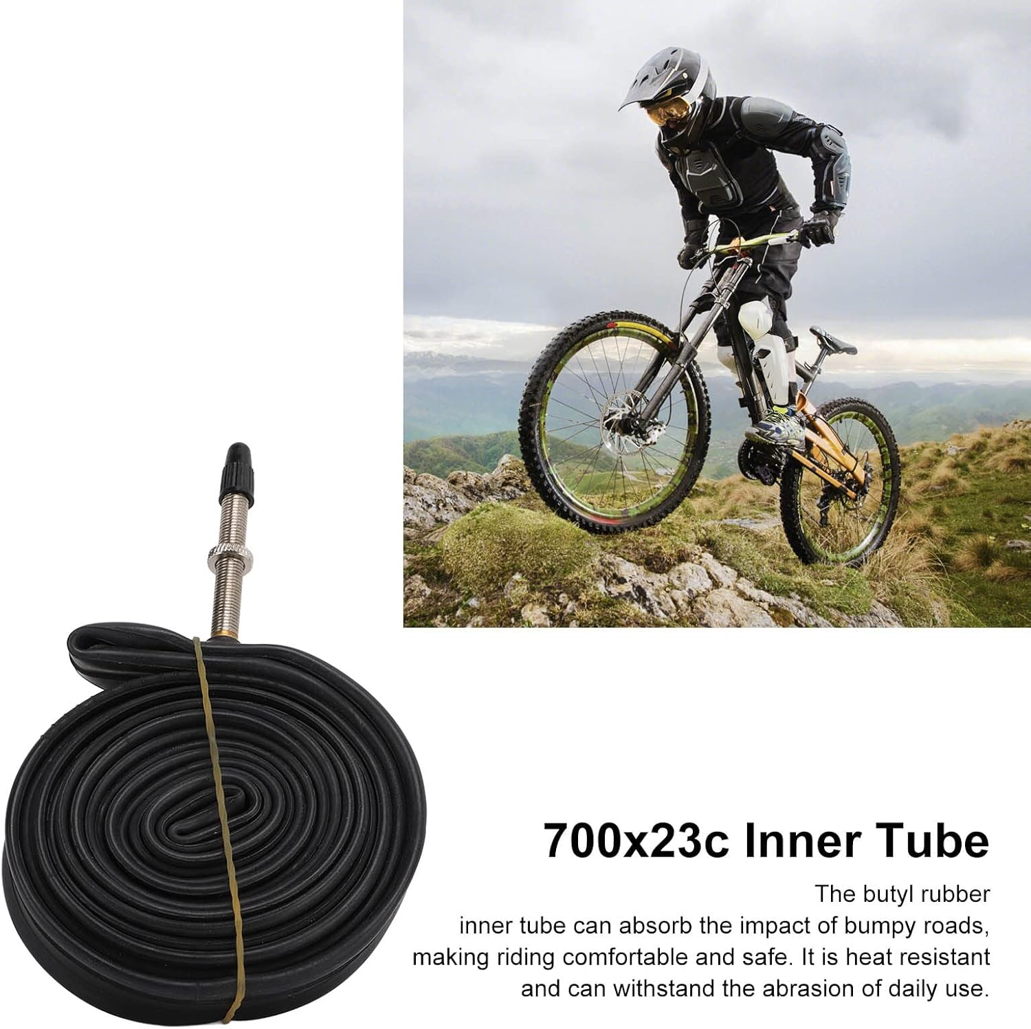 700X23C Inner Tube, 2 Pack anti Aging Shock Absorption Rubber Bike Inner Tube for Road Bike for Mountain Bike image number 6