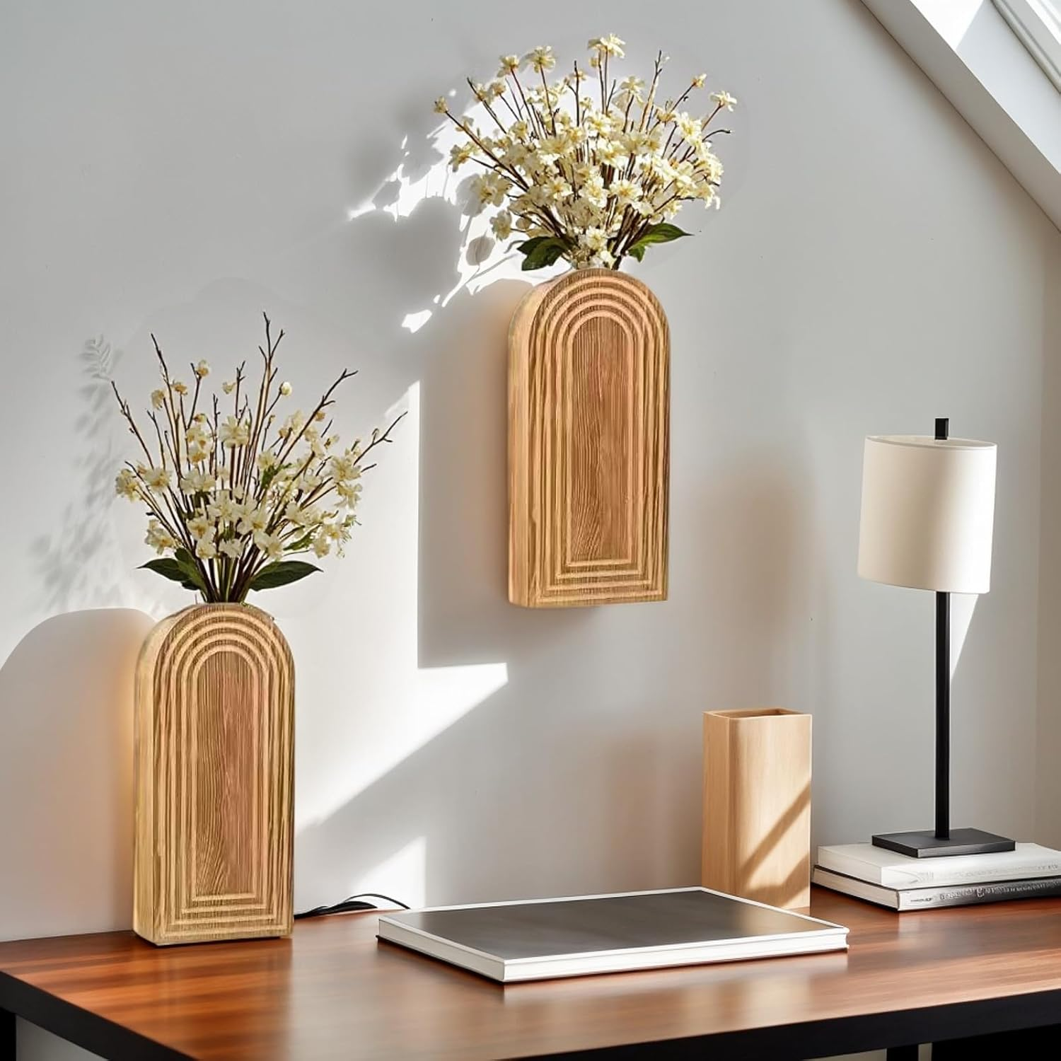 YOJAWE 2PCS Boho Vase &ndash; Elegant Wall Decor for Bathroom, Living Room image number 5