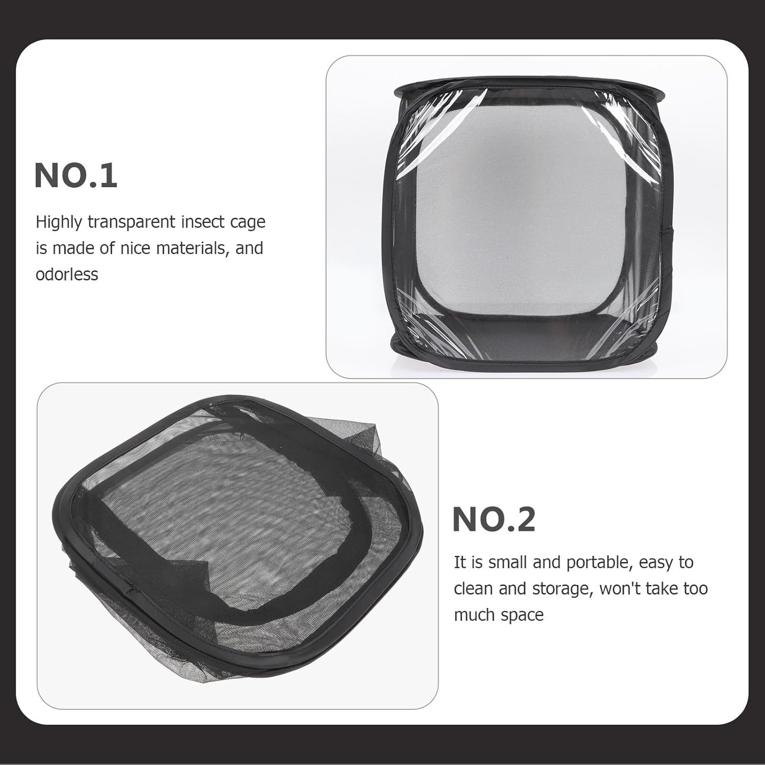 Vaguelly Foldable Breathable Insect Breeding Cage for Butterflies, 30X30X30Cm Foldable Observation Mesh Box, Portable Insect Rearing Enclosure for Indoor and Outdoor Use image number 1