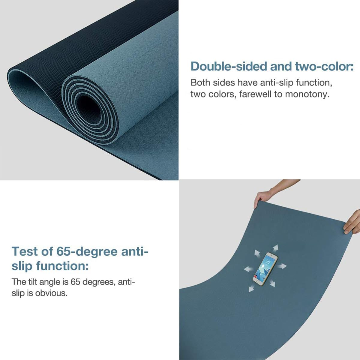 LEFAFA Yoga Mat Non Slip, Extra Thick 6MM TPE Workout Pilates Mats, Eco Friendly Fitness Exercise Mat for Women Men, Workout Mat with Carrying Strap and Storage Bag for Home Gym Floor - Green image number 2