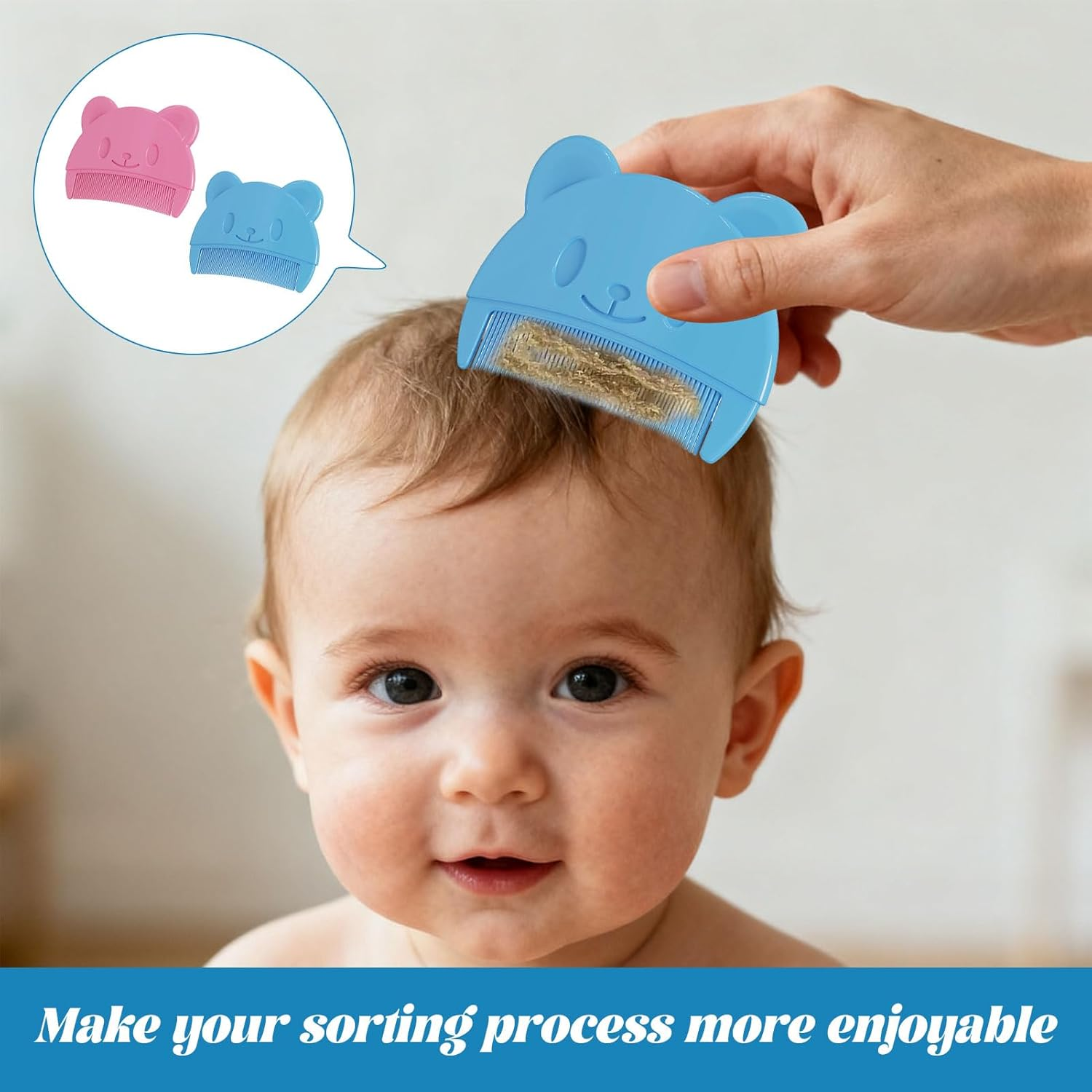 Cradle Cap Brush, 4Pcs Cradle Cap Comb, Baby Comb, Baby Hair Comb, Hair Brush Set, Fetal Dirt Removal, Infant Scalp Massager, Suitable for Toddler, Newborns Bath (Blue + Pink)