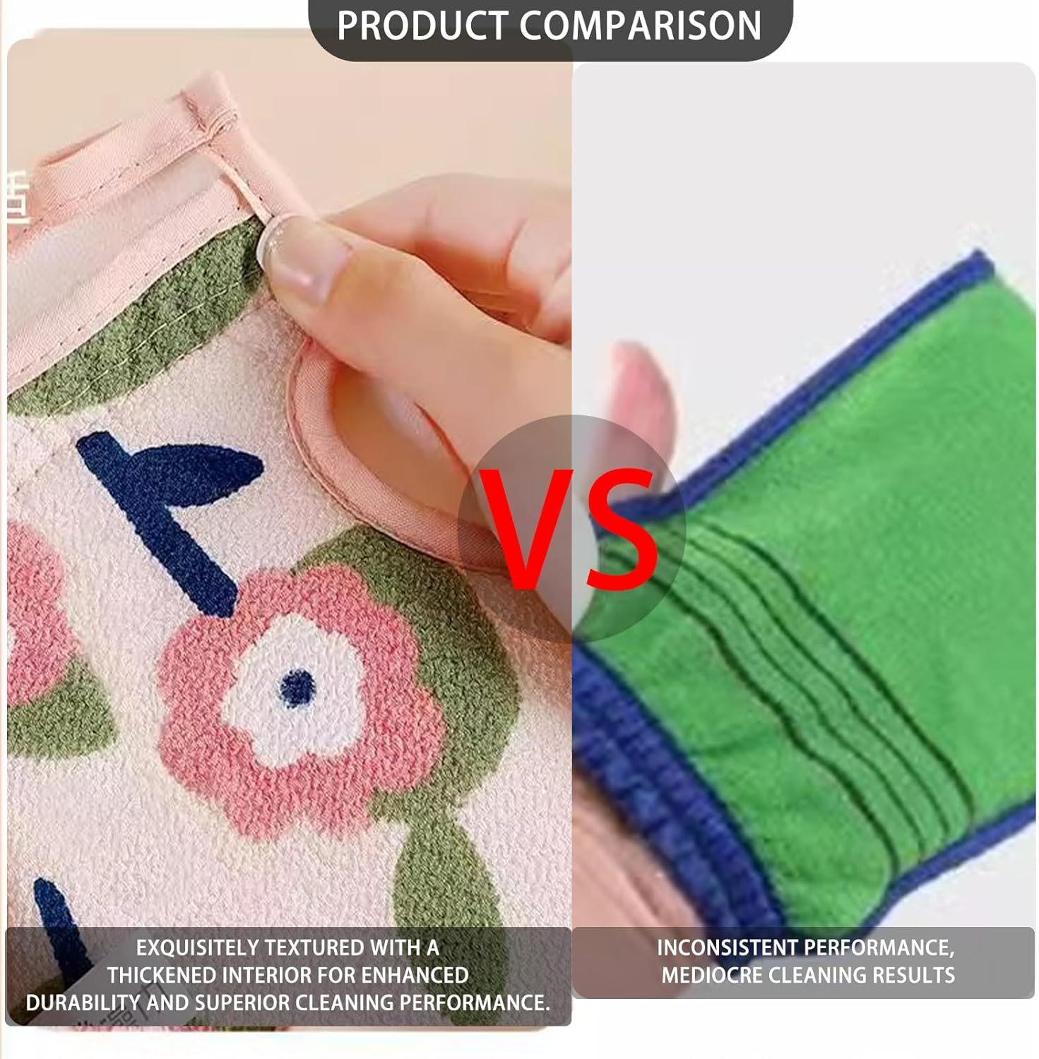 2Pcs Back Scrubber with Long Handle & Body Scrubber, Exfoliating Towel and Mitt Set for Shower and Bath (Pink) image number 4