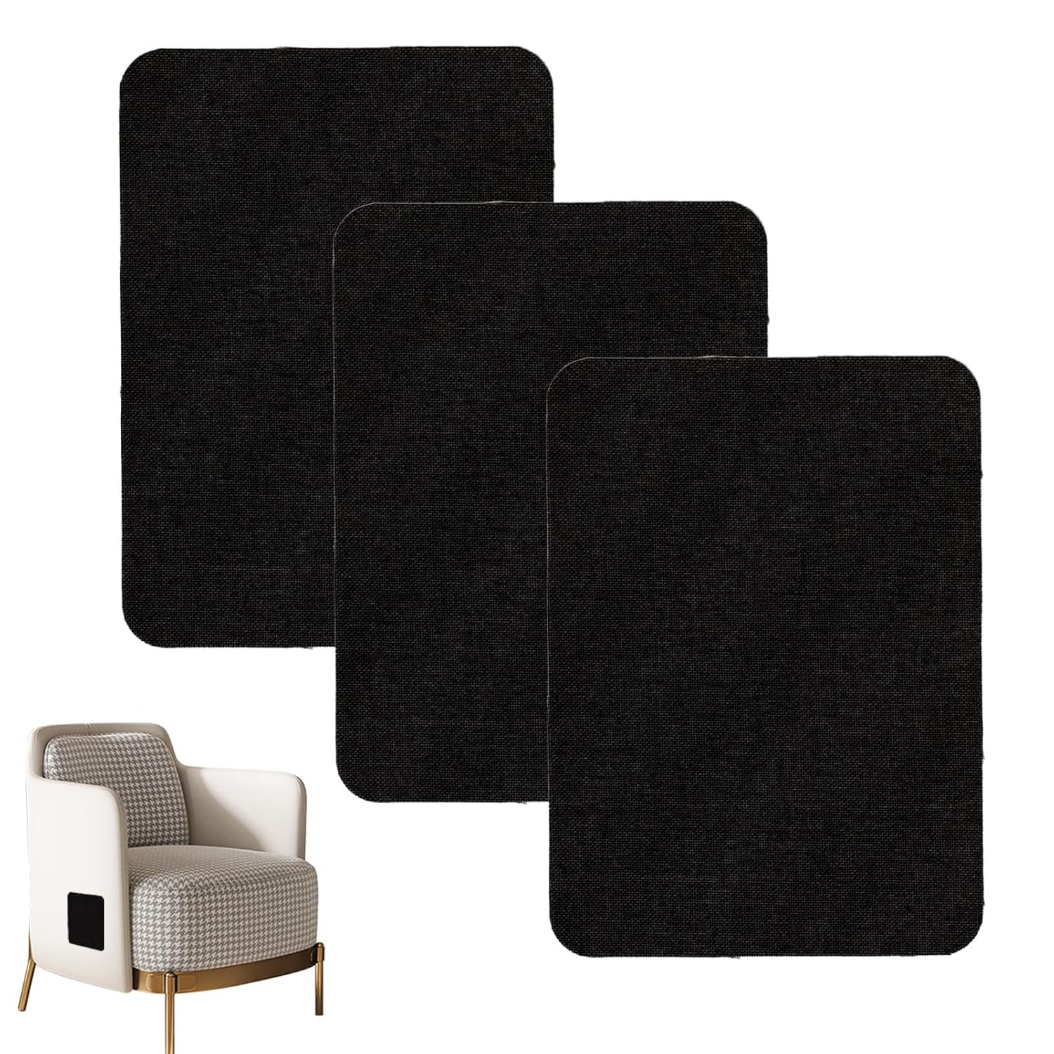 3Pcs Leather Repair Patch Flax Self Adhesive Leather Repair Patches Black Car Seat Repair Kit Fabric Tents Furniture Sofa Repair Patch Leathers Glue for Sofa Patches Tape 20X28Cm image number 3