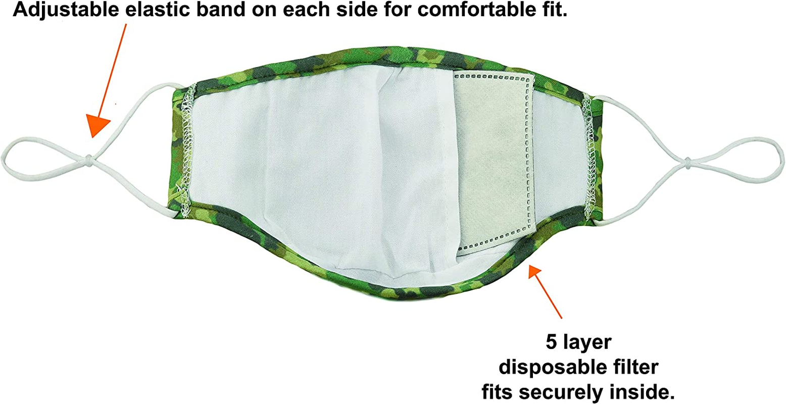 Slumbies! Cloth Face Coverings for Women & Men - Washable Face Coverings - Reusable Face Coverings - Flexible Nose Bridge - Adjustable Ear Bands - 5 Layer Filters Included - Black