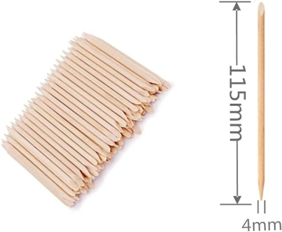 200 Count Nail Art Wood Sticks Wooden Cuticle Remover, Orange Wood Stick Cuticle Pusher Remover, Pusher Manicure Pedicure Tool Disposable(4.6 Inch) image number 3