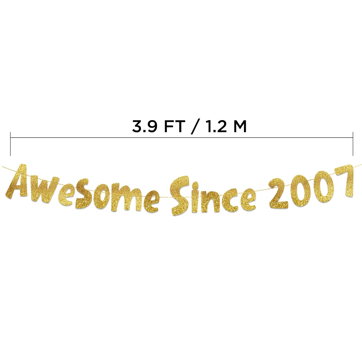Awesome since 2007 Gold Glitter Banner - 18Th Birthday and Anniversary Party Decorations image number 3