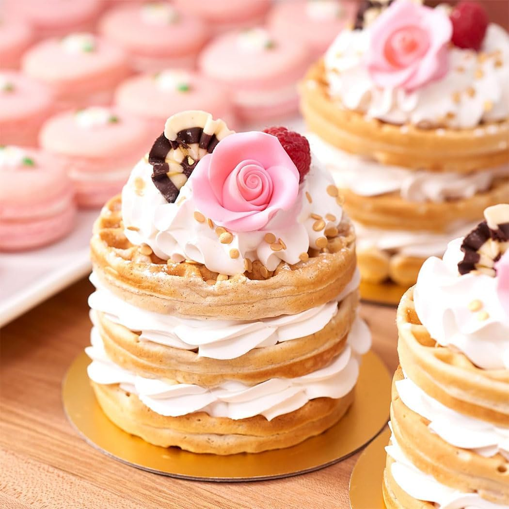 Idopick Mini Cake Boards, 100 Pcs Gold Cake Boards Food-Graded Cake Base, Disposable Circle Base 3.15 Inch round Paper Cupcake Dessert Displays Tray for Cake DIY image number 4