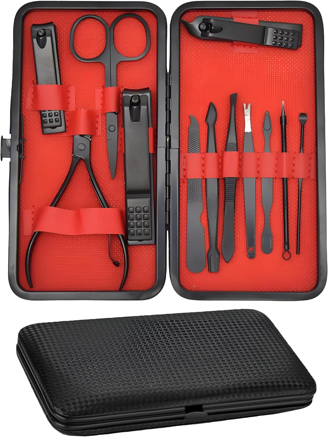 12 in 1 Professional Manicure Set, Stainless Steel Nail Clippers Set, Portable Grooming Kit for Women & Men, Pedicure Kit for Personal Care with Luxurious Travel Leather Case, 12 Pcs Clippers Tools (Rose Pink)