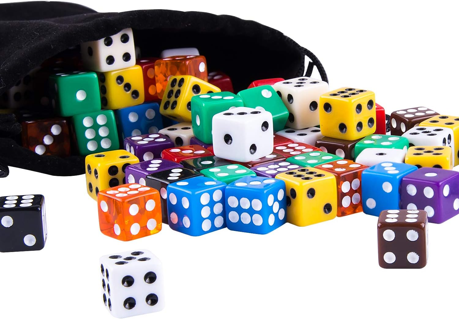 AUSTOR 100 Pieces 6 Sided Game Dice Set 12Mm Square Corner Dice with a Free Pouch