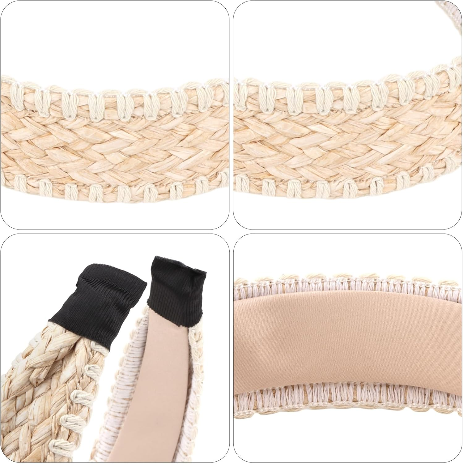 Bumlofa 3 Pieces Handwoven Headbands Women'S Set, Headband Wide Design - Natural Material Hair Accessories for Boho Look, Beach & Everyday Life, Stylish Headpiece image number 4
