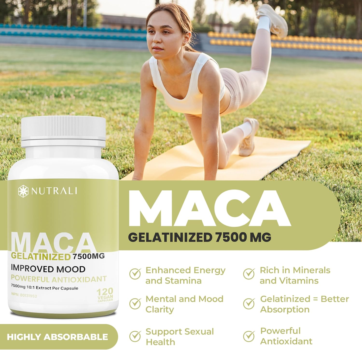 New HIGHEST POTENCY GELATINIZED MACA 750Mg Capsules, Increased Energy, Mood Balance, Maca Supplement for Women and Men, Non-Gmo, Vegan, Gluten Free. 120 Capsules.