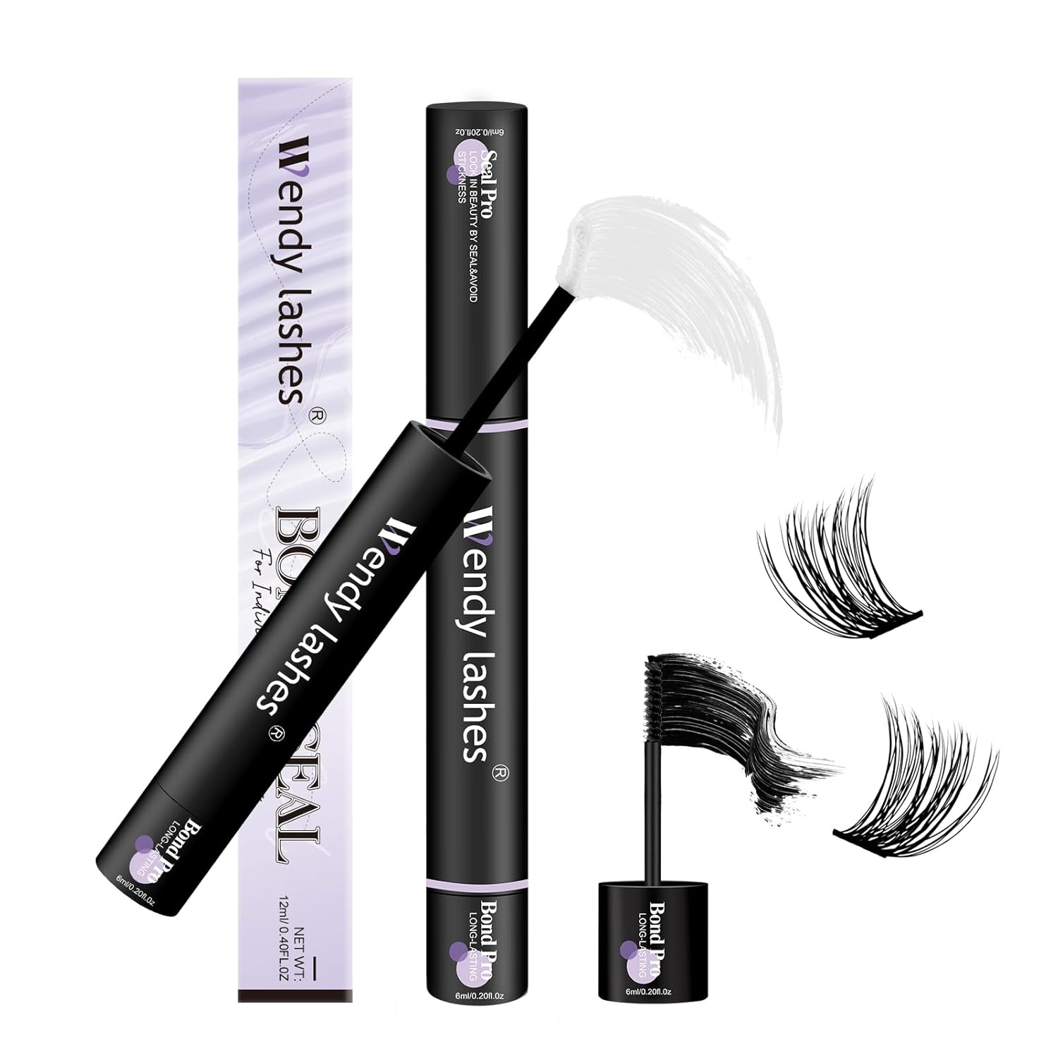 Wendy Lash Bond and Seal 12ML Black Cluster Lash Glue Lightweight Eyelash Glue Waterproof Long-Lasting for Personal Makeup Use at Home(Bond-6Ml,Seal-6Ml) image number 3