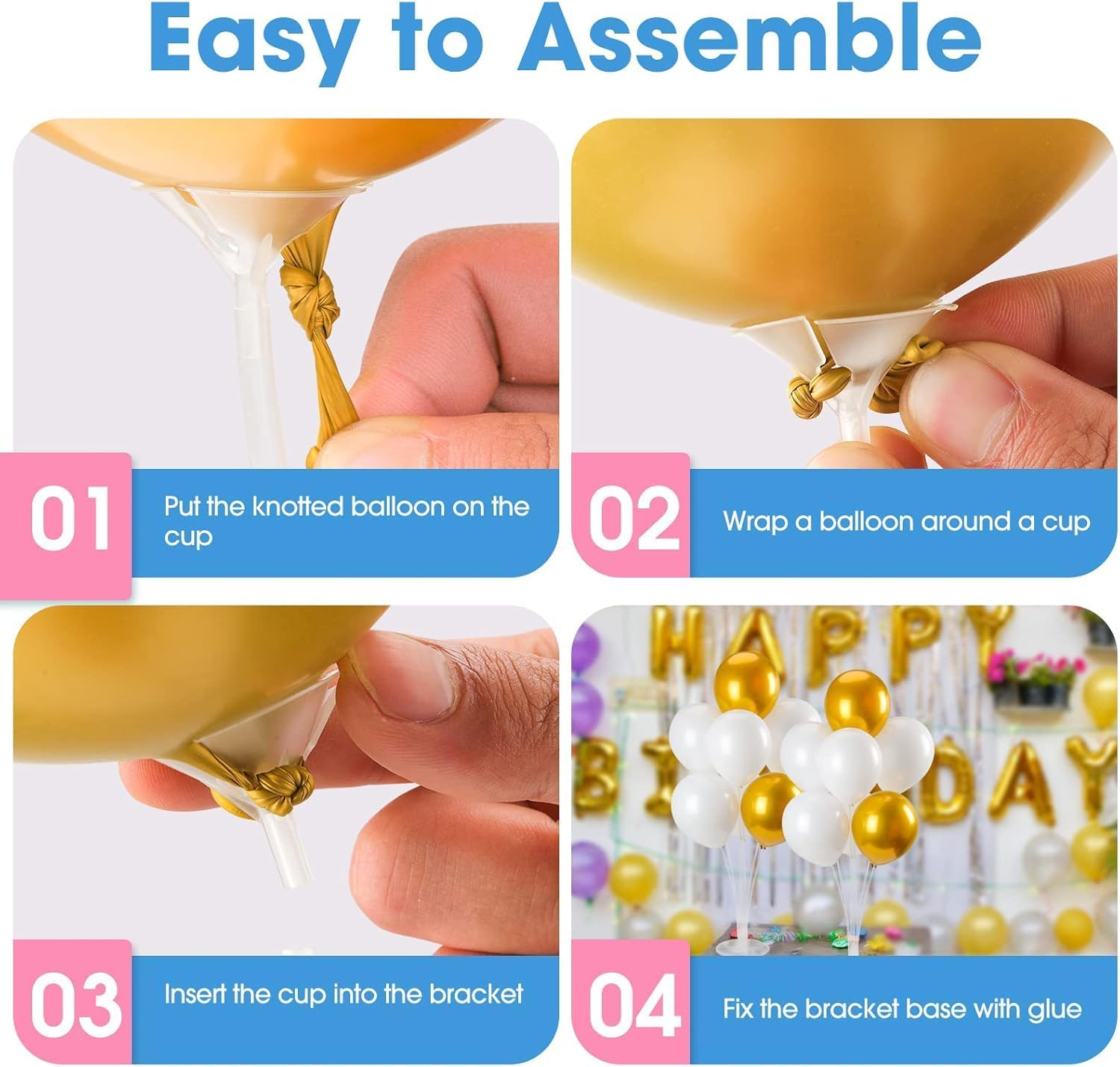 8 Sets Balloon Stand Kits, Balloon Sticks Holders with Base for Table Graduation Birthday Baby Shower Gender Reveal Party Decorations image number 6