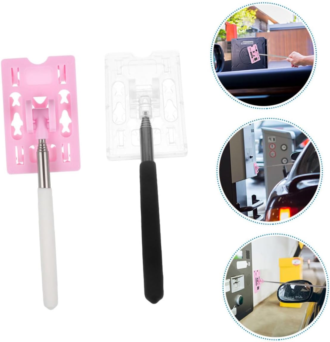 SUPVOX 2Pcs Car Supplies Car Card Toll Stick Payment Holder Toll Tag Holder for Car Garage Parking Aid Parking Card Holder Stick Parking Garage Card Holder the Sign Telescopic Abs
