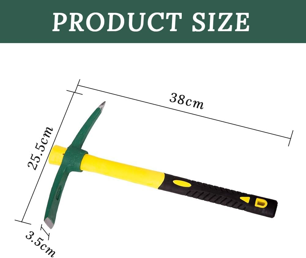 GUDAJIN 2 Pieces Solid Pickaxe, Forged Garden Pick, Weeding Pickaxe with Heavy Duty Rubber Handle for Weeding, Digging, Loosening Soil, Gardening, Camping or Prospecting image number 1