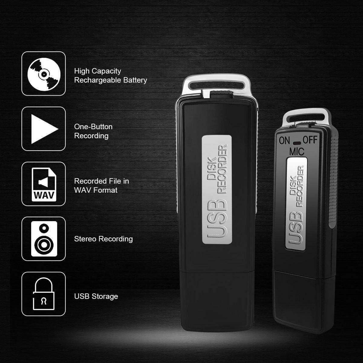 USB Digital Voice Recorder | Portable Mini Voice Recorder 8 GB | Audio Recorder Ideal for Meetings, Interviews, Conferences. | Spy Recorder with Memory for Several Hours of Recording image number 1