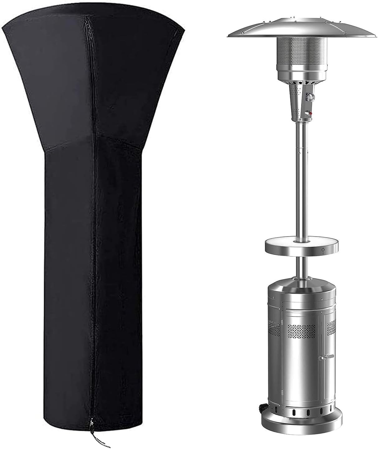 Outdoor Patio Heater Cover Waterproof with Zipper &ndash; 420D Oxford Fabric, Windproof Dustproof Weather-Resistant Heater Protection Cover, Universal Size 89&rdquo;H X 33&rdquo;D X 19&rdquo;B (Black) &ndash; Damaill (Black) image number 6