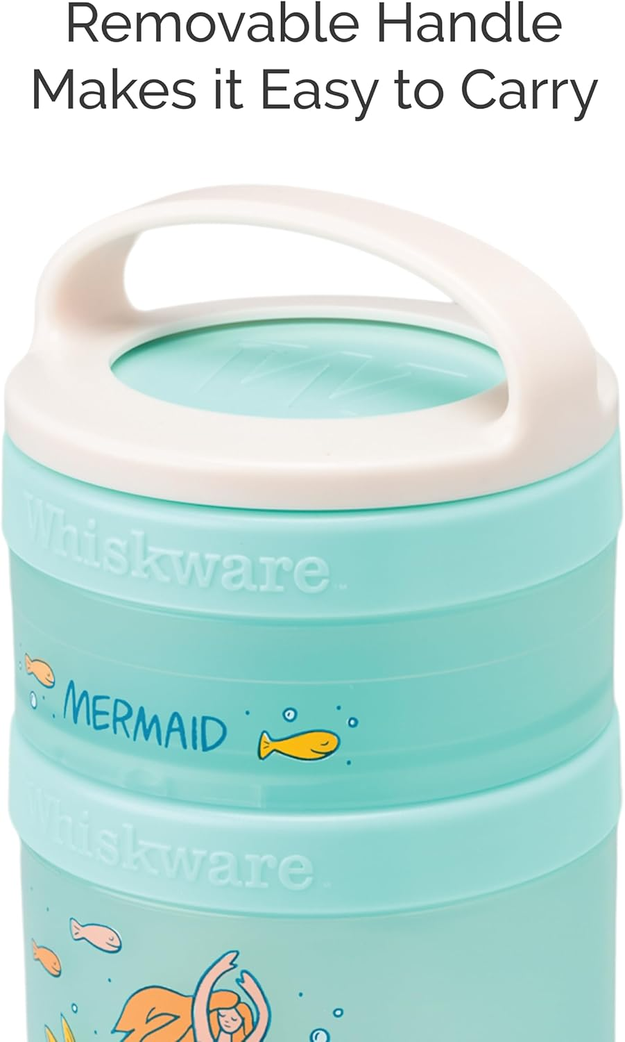 Whiskware Stackable Snack Containers for Kids and Toddlers, 3 Stackable Snack Cups for School or Travel, Mermaid