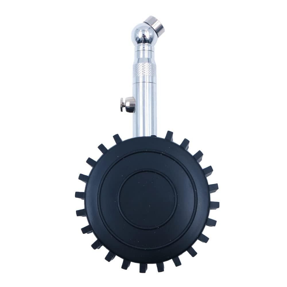 Tyre Pressur Gauge 2" Dial 360 Degree Rotation Heavy Duty Car & Motorbike with Chucks -100 PSI, Compact Size Light Weight Discharge Valve Silver Colour image number 4