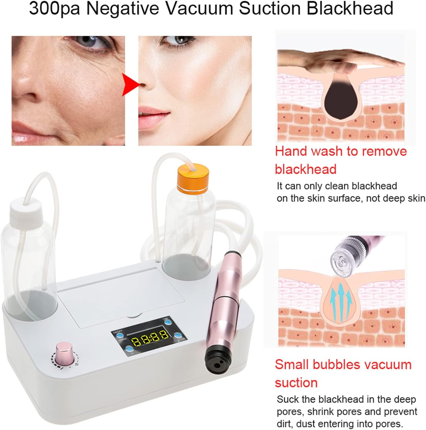 Facial Suction Machine, Facial Cleaning Machine Small Bubbles Vacuum Suction Beauty Equipment for Home & SPA Salon, Household Blackhead Remover Pore Vacuum Facial Machine (AU image number 5