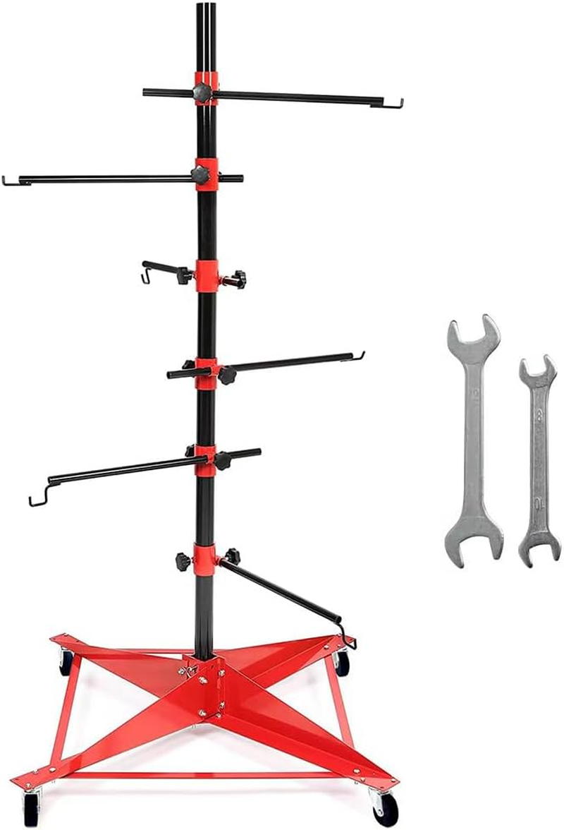 ALSTON Universal Auto Paint Stand Panel Tree Paint Rotating Stand Center Post Hang Paint Spray with 4 Wheels and 6 Hooks for Automotive Doors Fenders Bumpers image number 1