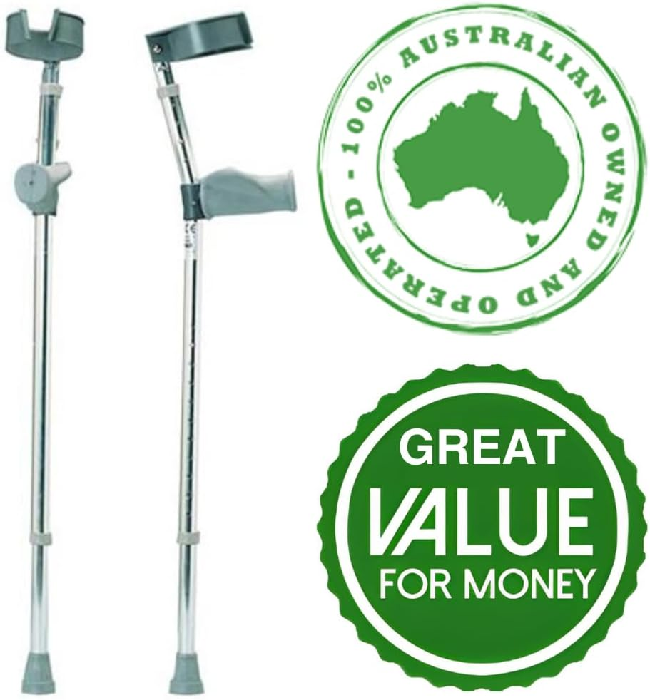 Premium Ergonomic Adjustable Forearm Elbow Crutches Pair, 2Pcs, Crutch Set 160Kg Tolerance, Canadian Forearm Crutches for Adults, Medical Grade - Adult (5'3" to 6'1") image number 2