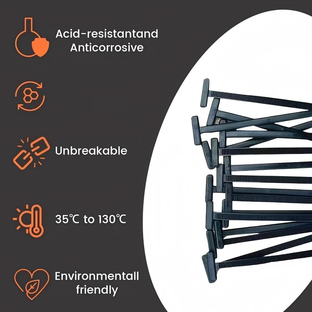 Nylon Universal Cable Tie Buckle, Heavy Duty Self Locking Nylon Zip Ties, UV Resistant Black Zipties for Car Daily Repair (50 Pcs) image number 1