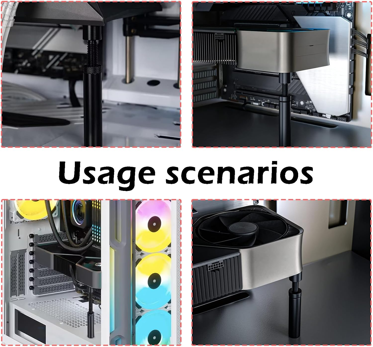 Treayes Card GPU Brace Support - Adjustable GPU Support Bracket for Computer Components, Universal Graphics Card GPU Stand, Video Card Sag Holder (Black, L, 74-120Mm) image number 2