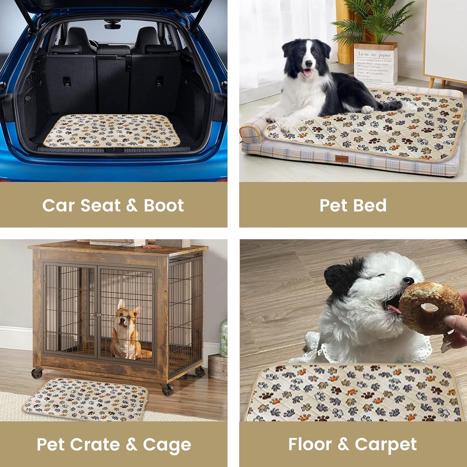 Tawyot Washable Pee Pads for Dogs 2 Pack Reusable Puppy Pads Waterproof Protect Floors Potty Crate Great for Dog Cat Rabbits Small Breeds Color Paw 24 Inch image number 3