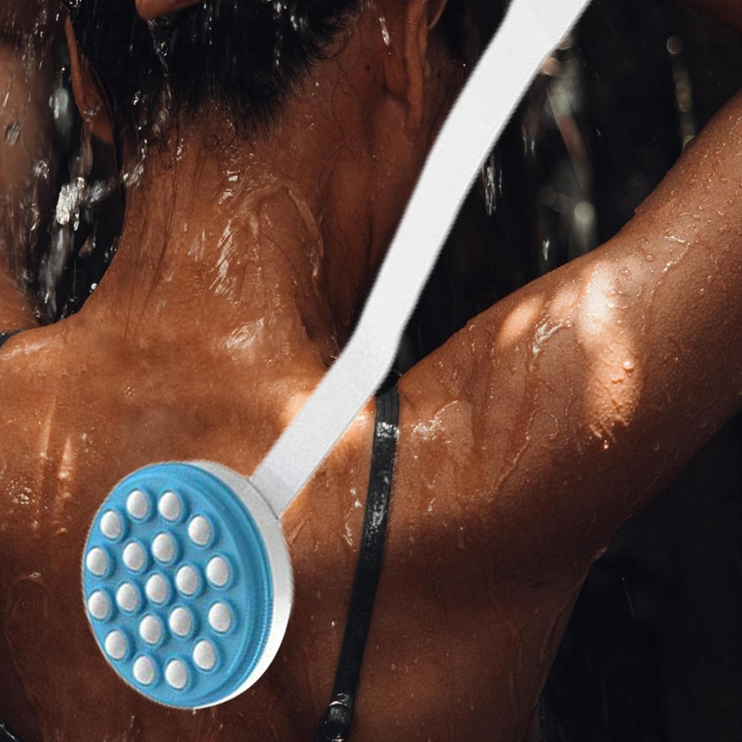 Long Handled Lotion Oil Applicator, Body Leg Back Bath Brush Scrub Massager Shower Bath Supplies Tools image number 6