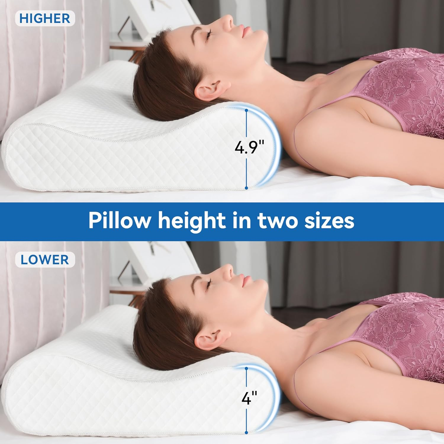 AM AEROMAX Queen Size Firm Contour Memory Foam Pillow, Cervical Pillow for Neck Pain Relief, Neck Orthopedic Sleeping Pillows for Side, Back and Stomach Sleepers.