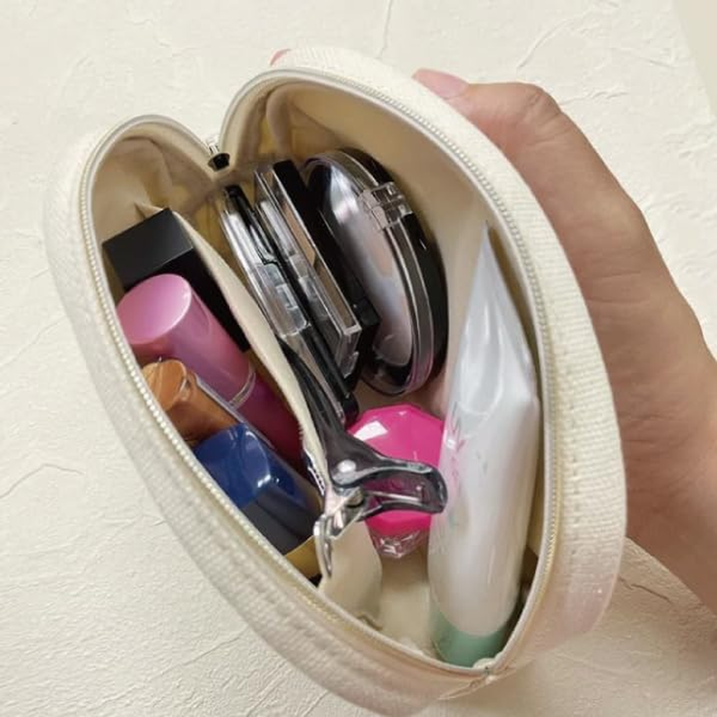 Marimocraft MOFUSAND round Pouch Fluffy Blue Cat Face Pouch for Women Travel/On-The-Go Makeup Storage image number 2